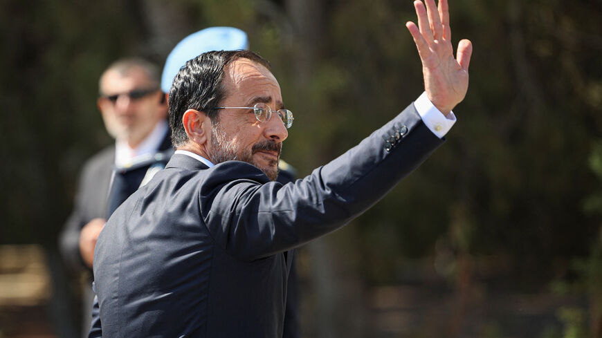 Cyprus President and Greek Cypriot leader Nikos Christodoulides gestures as he arrives to meet with United Nations Secretary-General Antonio Guterres and Turkish Cypriot leader Tufan Erhurman, at the UN buffer zone in Nicosia, Cyprus, July 29, 2026. REUTERS/Yiannis Kourtoglou