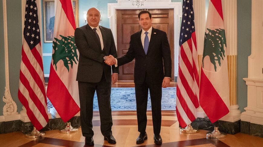 Lebanese President Joseph Aoun meets with Secretary of State Marco Rubio at the State Department in Washington, DC, July 19, 2026.
