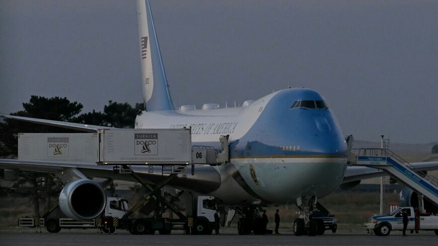 Air Force One prior to Donald Trump's departure from Ankara on July 8 -- though he may have swapped planes via a catering truck due to security threats
