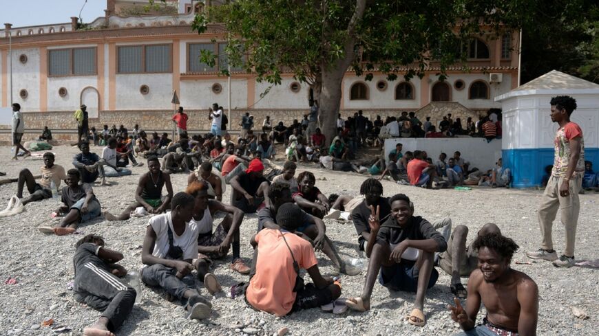 Migrants camped on Ceuta's Trampolin beach - pictured here on August 1, 2026