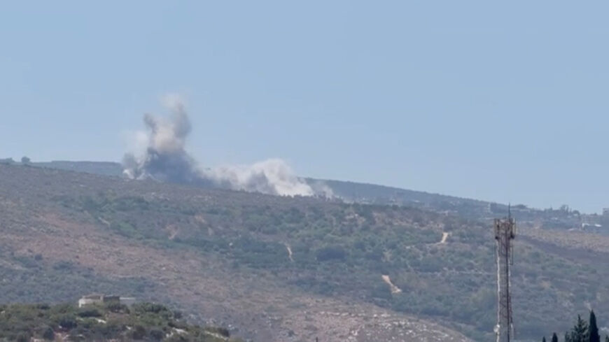 Smoke rises from a hill following Israeli air strikes, after the Israeli military issued an evacuation warning to the village of Mansouri, Lebanon, August 5, 2026 in this screengrab obtained from social media. Social Media/via REUTERS