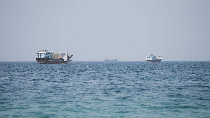 Vessels near the Strait of Hormuz, as seen from Musandam, Oman, August 6, 2026. REUTERS/Stringer