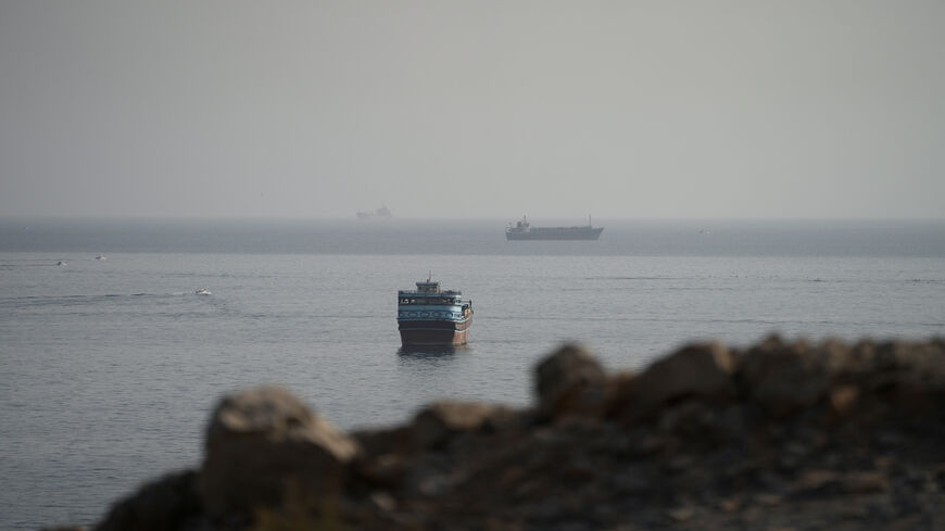 Vessels in the Strait of Hormuz, as seen from Musandam, Oman, August 3, 2026. REUTERS/Stringer