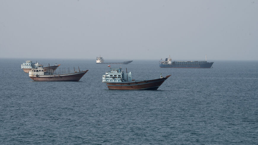Vessels near the Strait of Hormuz, as seen from Musandam, Oman, August 17, 2026. REUTERS/Stringer