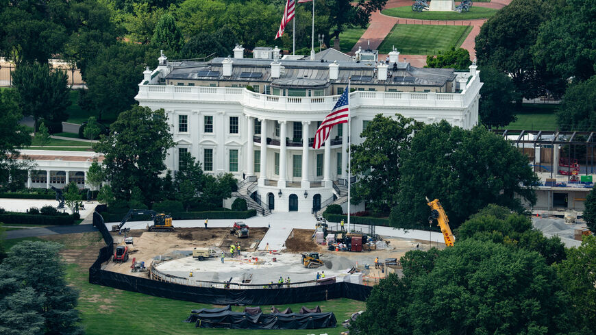 Construction of a helipad at the White House seen from a window at the Washington Monument, in Washington, D.C., U.S., August 4, 2026. REUTERS/Eric Lee