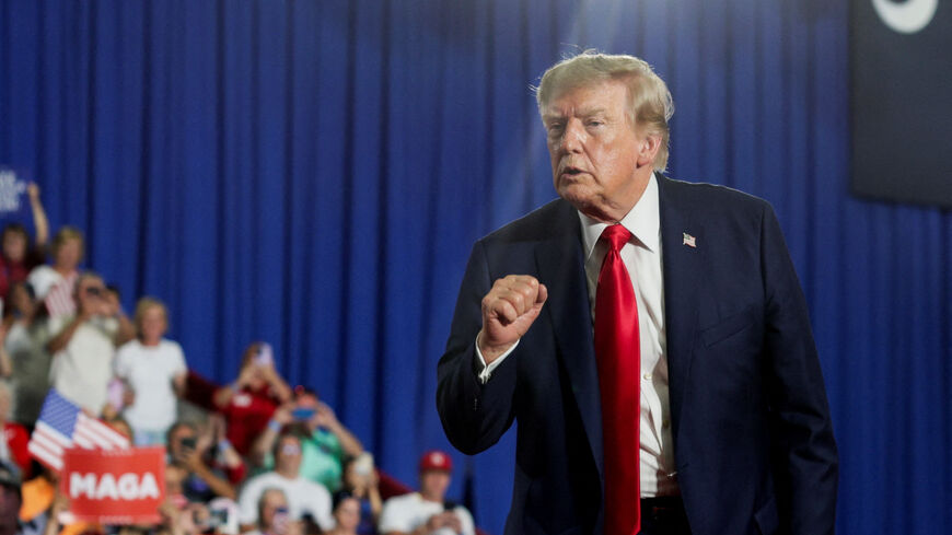 U.S. President Donald Trump reacts during a campaign rally for U.S. Senator Darline Graham (R-SC) at the Myrtle Beach Convention Center in Myrtle Beach, South Carolina, U.S., August 21, 2026. REUTERS/Evan Vucci