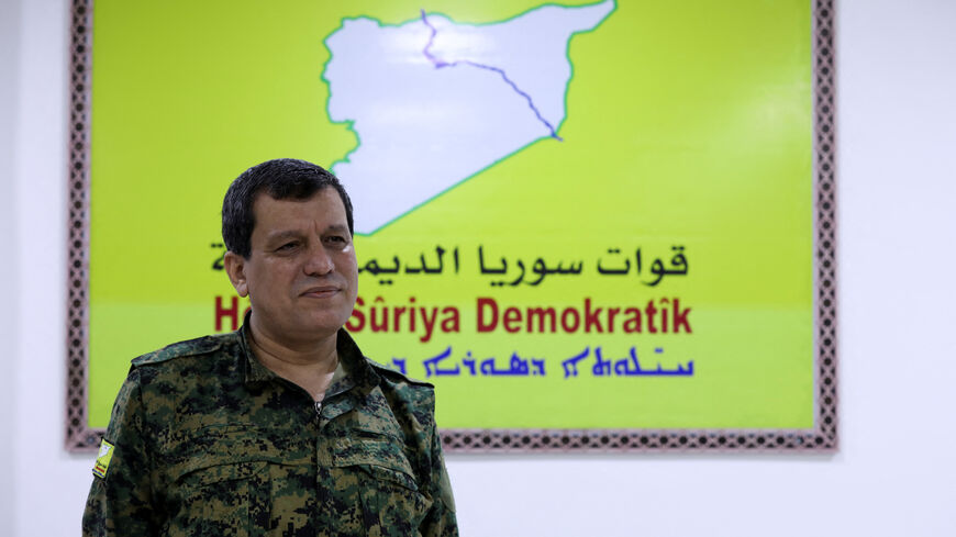 SDF commander Mazloum Abdi, attends an interview with Reuters in al-Shadadi, Syria June 13, 2025. REUTERS/Orhan Qereman