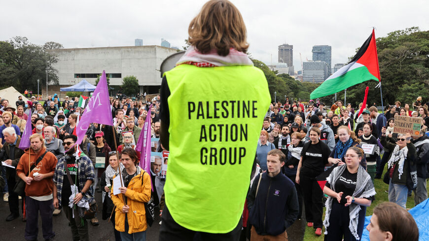 FILE PHOTO: Members of the Palestine Action Group gather ahead of a rally, amid the ongoing conflict between Israel and the Palestinian Islamist group Hamas, in Sydney, Australia May 3, 2024. REUTERS/Alasdair Pal/File Photo