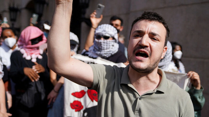 Columbia University graduate Mahmoud Khalil attends a pro-Palestinian protest outside Columbia University, on the two-year anniversary of the deadly October 7, 2023 attack on Israel by Hamas from Gaza, in Manhattan in New York City, U.S., October 7, 2025. REUTERS/Ryan Murphy