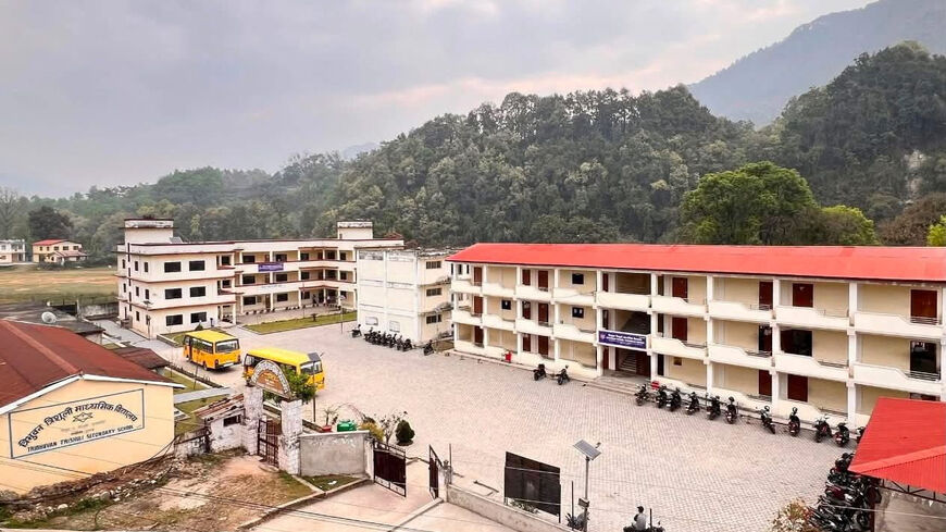 Tribhuvan Trishuli Secondary School that was destroyed in the deadly flash floods and landslides of August 26, 2026, in this handout photograph made available to Reuters in Nuwakot, Nepal, on August 31, 2026. Rajendra Dawadi, headmaster, Tribhuvan Trishuli Secondary School/via REUTERS