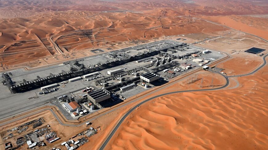 An oil refinery located in the desert