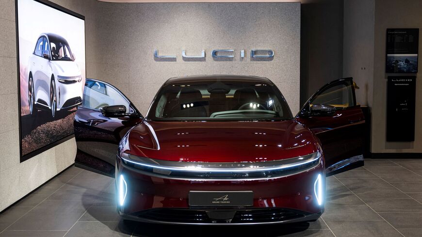 A model of the Lucid AIR electric car is displayed in a showroom for LUCID, an American automotive and technology company that manufactures electric vehicles, in Oslo, Norway, on Sept. 25, 2024. — JONATHAN NACKSTRAND/AFP via Getty Images