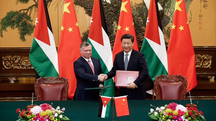 Chinese President Xi Jinping (R) shakes hands with King of Jordan Abdullah II during a signing ceremony at The Great Hall Of The People on Sept. 9, 2015, in Beijing, China.