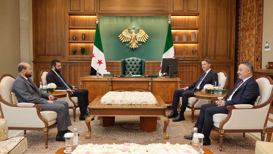 President Ahmad al-Sharaa meets Turkish Energy and Natural Resources Minister Alparslan Bayraktar at the People’s Palace in Damascus, Syria, on Aug. 19, 2026.