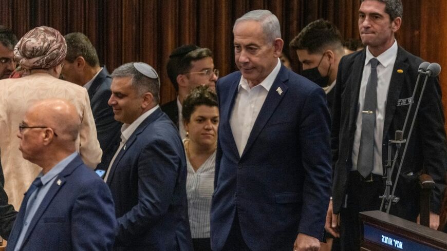 Israeli Prime Minister Benjamin Netanyahu arrives in parliament in Jerusalem on July 16, 2026