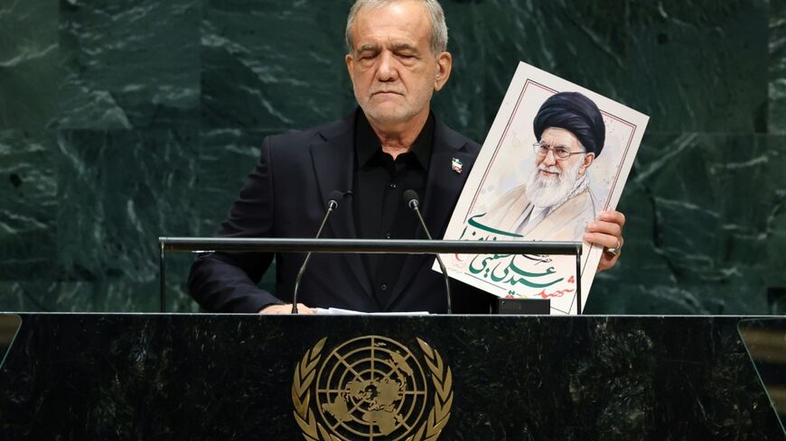 In a defiant speech, Masoud Pezeshkian accused Washington of 'terrorism' for assassinating former supreme leader Ayatollah Ali Khamanei