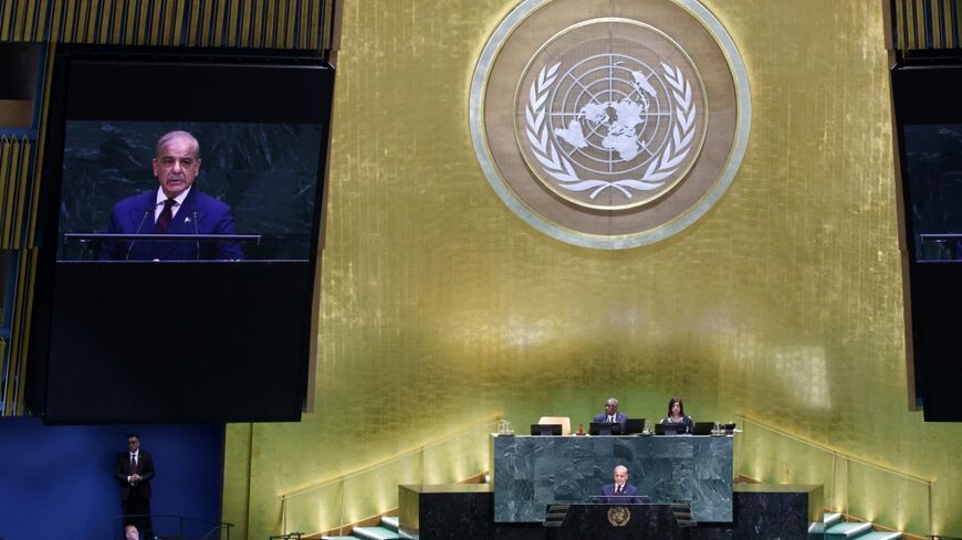 Pakistan’s Prime Minister Shehbaz Sharif speaks during the 81st United Nations General Assembly at UN headquarters in New York on September 25, 2026