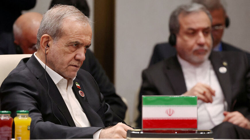 Iranian President Masoud Pezeshkian attends a session of the Shanghai Cooperation Organisation (SCO) summit in Bishkek, Kyrgyzstan September 1, 2026. Sputnik/Vyacheslav Prokofyev/Pool via REUTERS