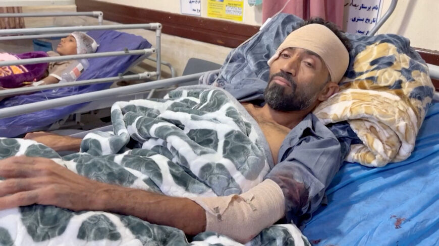 An injured victim lies in a hospital bed following an attack at a wedding near Sirik, a coastal area on the Strait of Hormuz, the Iranian Red Crescent reported, as the United States and Iran engaged in the most significant exchange of fire in weeks, in Sirik, Hormozgan province, Iran, September 2, 2026, in this screen grab taken from a handout video. WANA (West Asia News Agency) via REUTERS