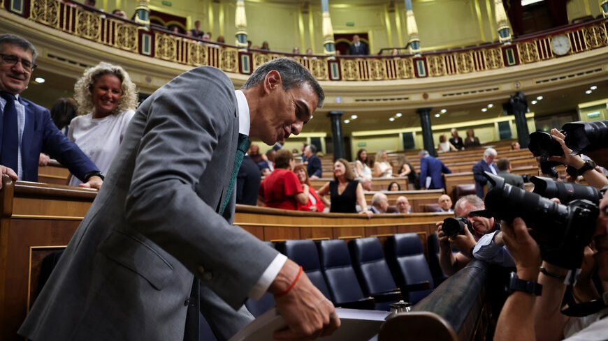 Spain's Prime Minister Pedro Sanchez attends a session to address the mass crossing of migrants into the enclave of Ceuta in late July, at the parliament in Madrid, Spain, September 3, 2026. REUTERS/Susana Vera