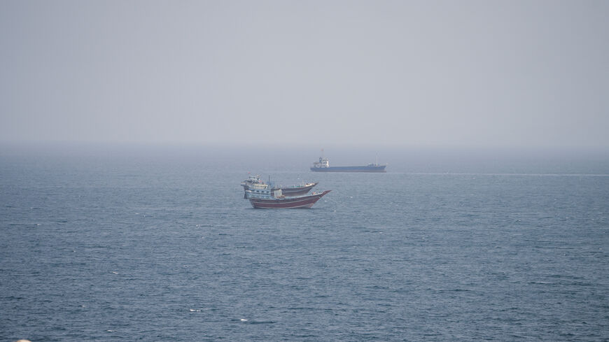 FILE PHOTO: Vessels near the Strait of Hormuz, as seen from Musandam, Oman, September 2, 2026. REUTERS/Stringer/File photo