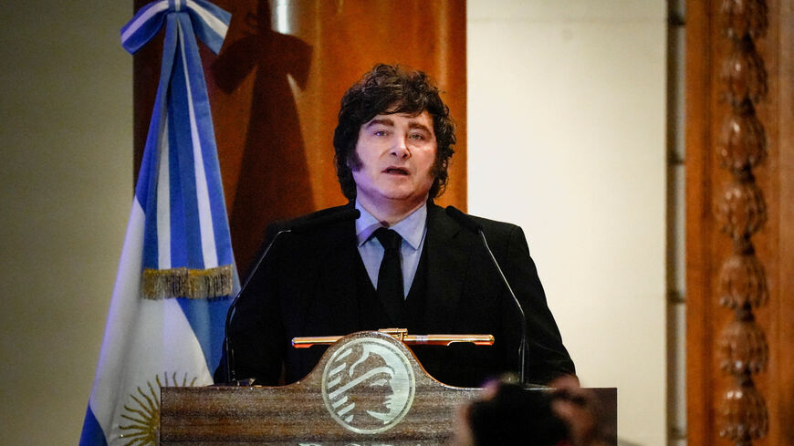 FILE PHOTO: Argentine President Javier Milei waves during a ceremony commemorating the 172nd anniversary of the Buenos Aires Stock Exchange in Buenos Aires, Argentina, July 16, 2026. REUTERS/Mariana Nedelcu/File Photo