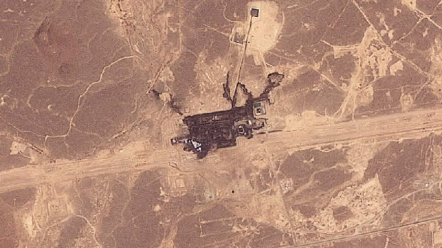 Satellite image shows damage to the East-West pipeline facility in the Hejaz Region