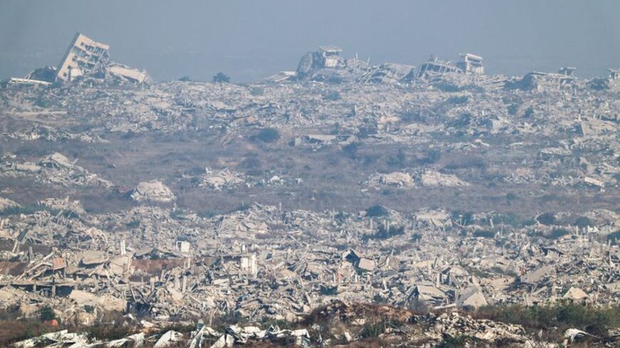 FILE PHOTO: A view of destroyed buildings in the Gaza Strip from the Israeli side of the Israel-Gaza border