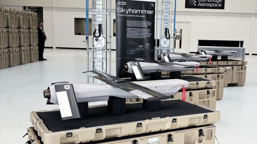 Skyhammers are displayed at Cambridge Aerospace's manufacturing facility