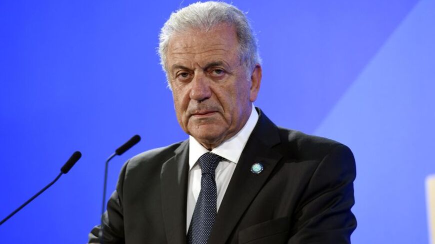 European Commissioner for Migration and Home Affairs Dimitris Avramopoulos attends a news conference in Helsinki