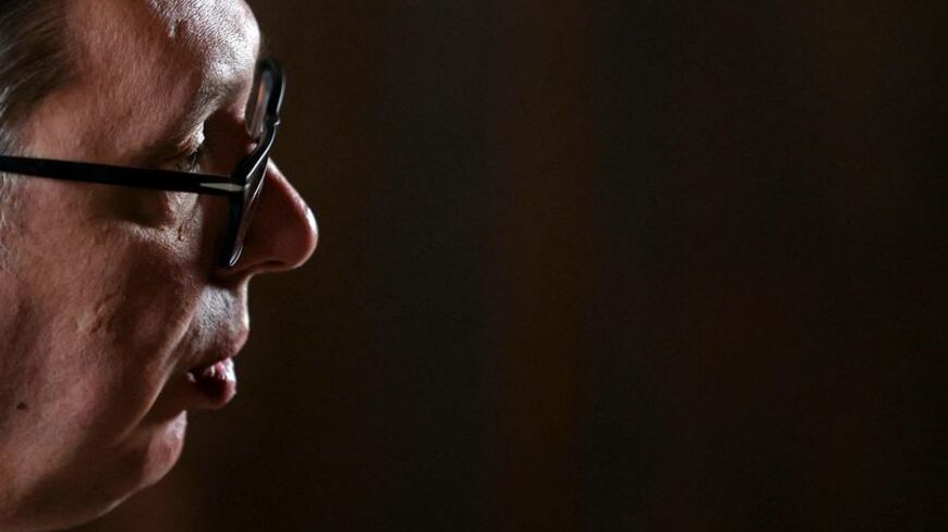 Serbian President Aleksandar Vucic during an interview with Reuters in Belgrade