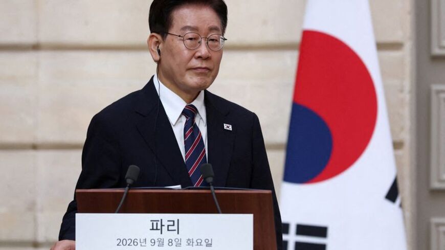 FILE PHOTO: French President Macron and South Korea's Lee at the Elysee Palace in Paris