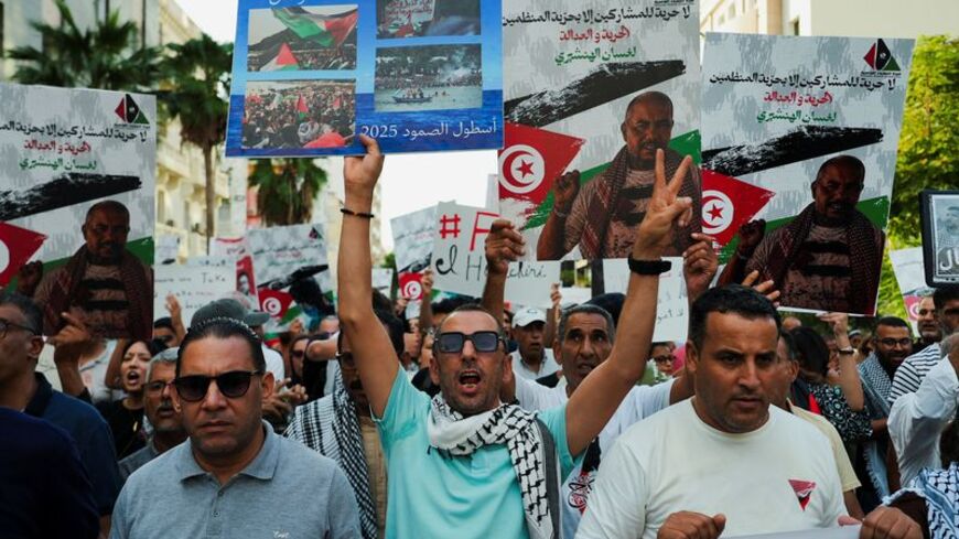 Supporters of detained pro-Palestinian activists protest to demand their release in Tunis