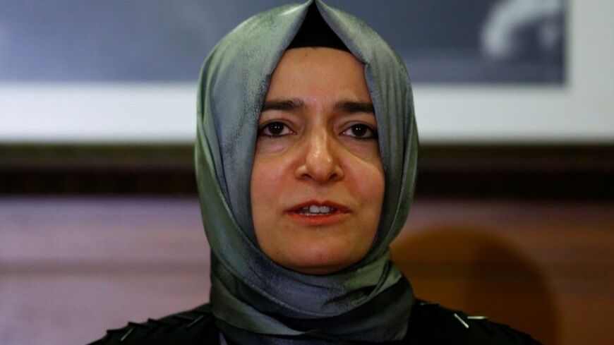 Turkey's Family and Social Affairs Minister Kaya speaks during a news conference at Ataturk International airport in Istanbul
