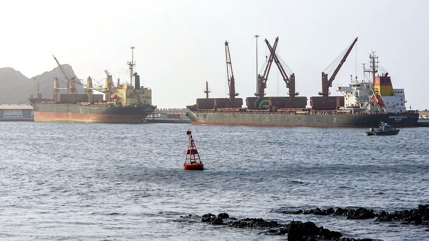 The Marshall Islands-flagged bulk carrier vessel Manta Ursula is pictured moored in Muscat on July 25, 2026. 