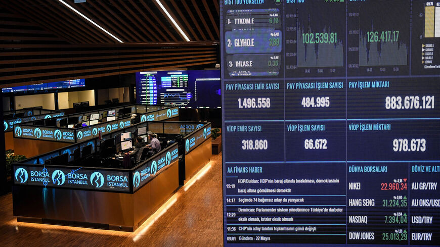 Traders work at their desks on the floor of the Borsa Istanbul, Istanbul, Turkey, May 22, 2018.