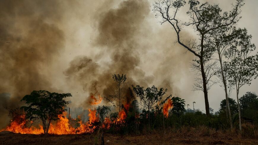 A forest fire Brzail's Amazonas state, which recorded nearly four times more fire hotspots this September than the year before