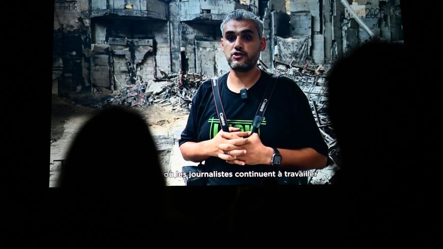 Palestinian photographer Mahmoud Abu Hamda was not at the Bayeux ceremony but sent a video message to the event