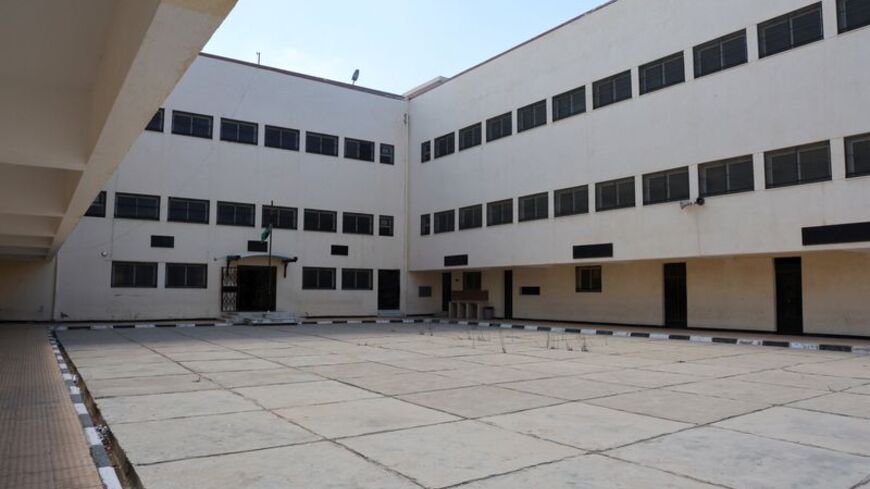 An empty school courtyard after schools were closed amid a teachers' sit-in demanding higher salaries in Benghazi