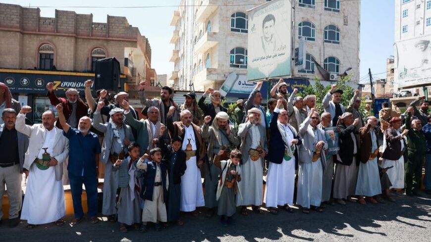 Houthi supporters gather in solidarity with the movement as fighting escalates across several fronts, in Sanaa