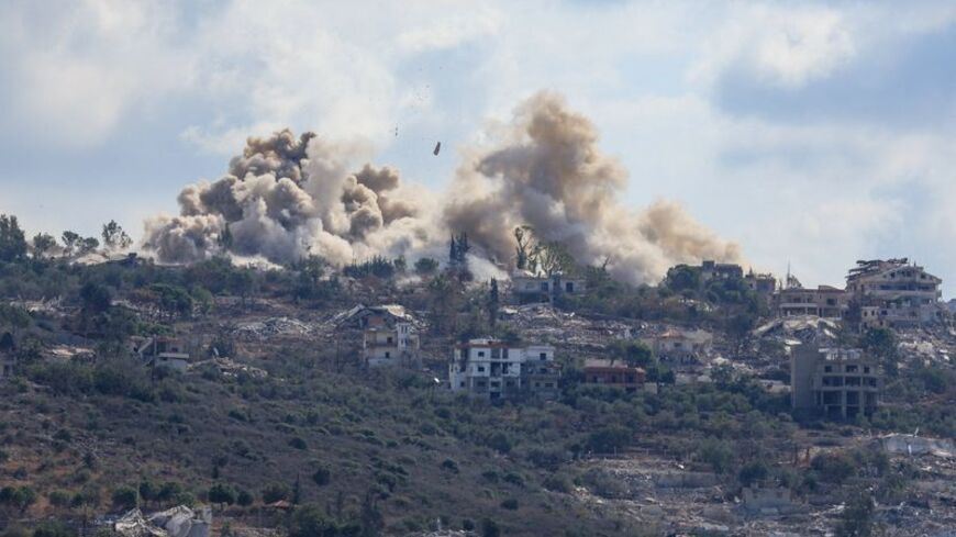 Smoke rises following an explosion in Mansouri, Lebanon
