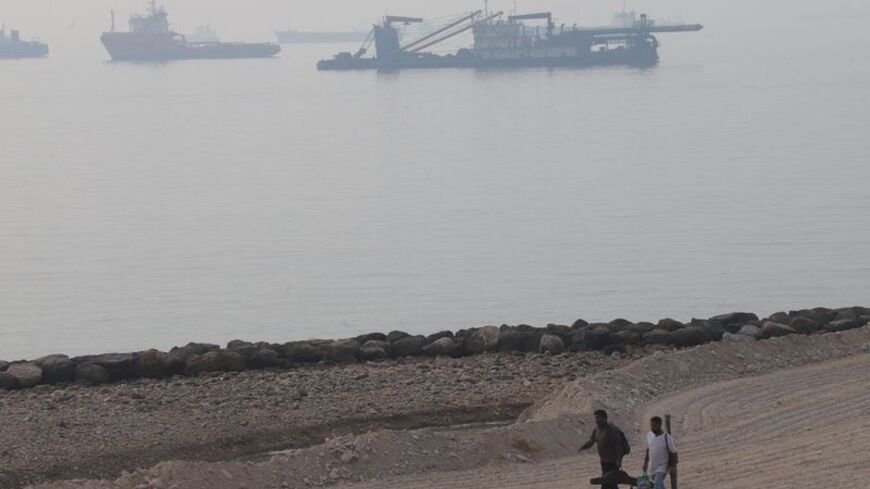 Vessels in the Strait of Hormuz near the beach of Bandar Abbas