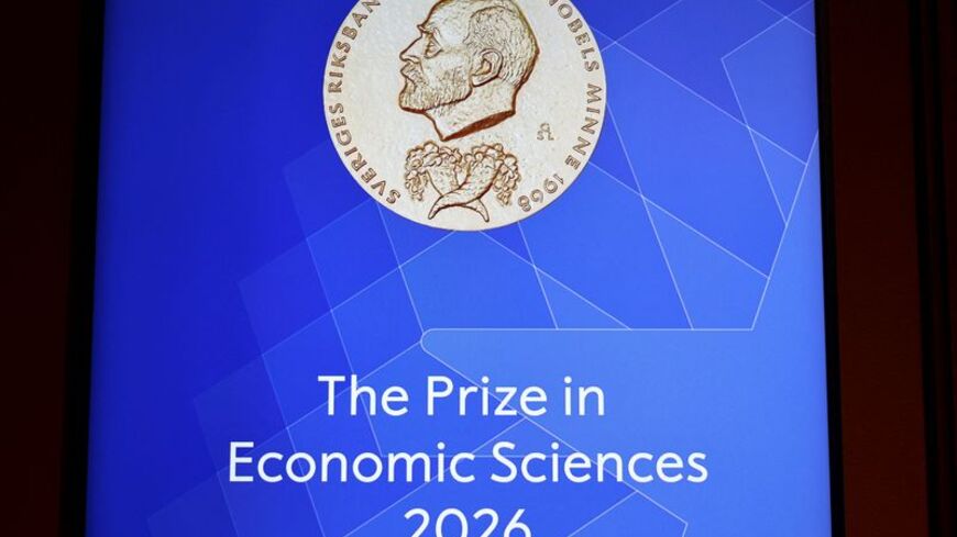 The sign for the Nobel Prize in Economic sciences in the Royal Swedish Academy of Sciences in Stockholm