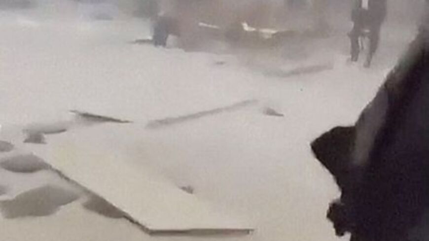 Debris inside the King Khalid Airport, after Yemen's Iran-backed Houthis said they attacked the airport, in Riyadh