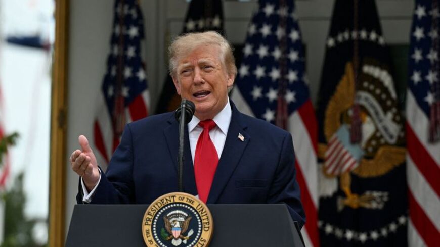 US President Donald Trump hosts a Rose Garden lunch at the White House