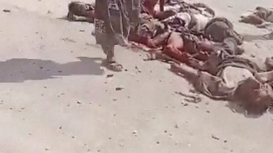 Aftermath of a Houthi attack on Yemeni government military camp in Shabwa