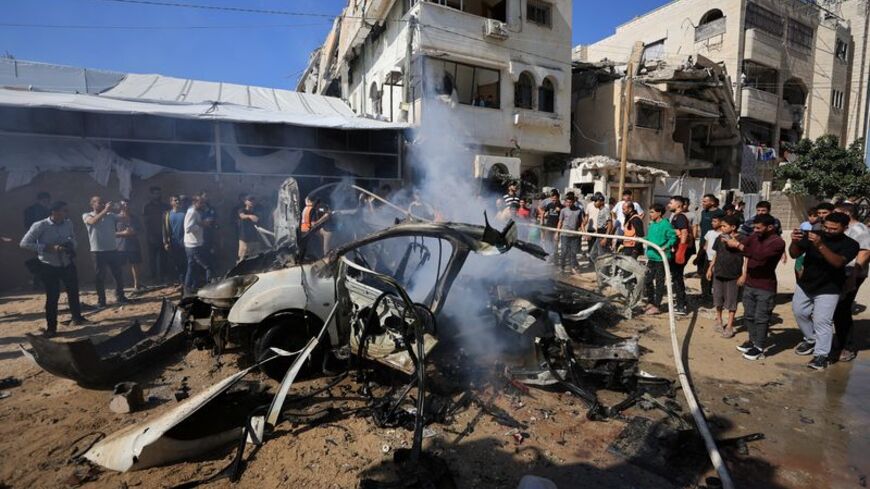 Site of an Israeli strike on a vehicle in Gaza City