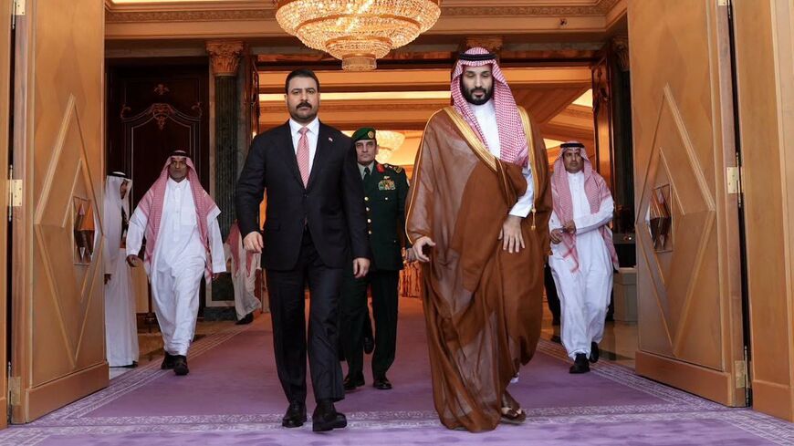 Iraqi Prime Minister Ali al-Zaidi meets with Saudi Crown Prince Mohammed bin Salman on Oct. 14, 2026, in Riyadh, Saudi Arabia. 