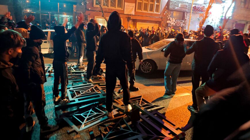 People gather during protest on Jan. 8, 2026 in Tehran