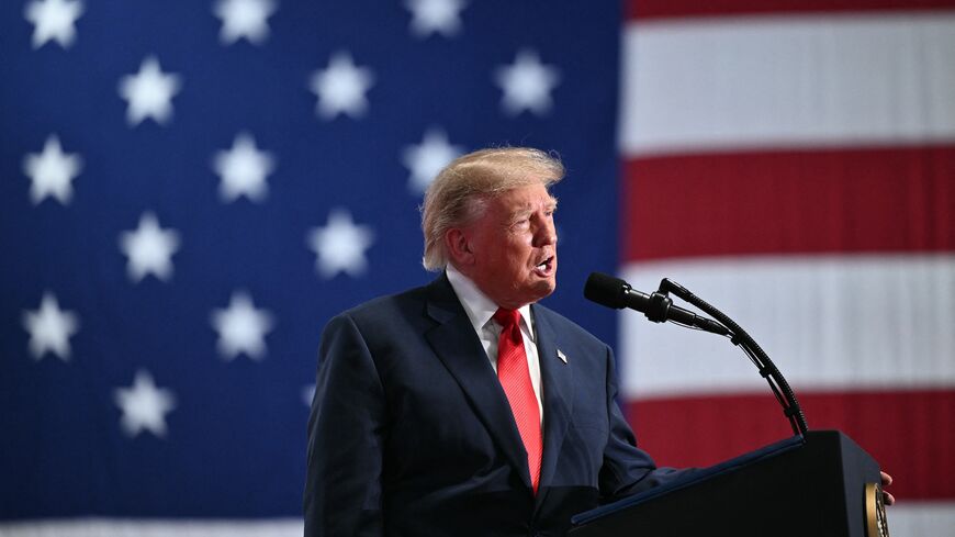 US President Donald Trump speaks at a campaign rally at the Oncenter Convention Center in Syracuse, New York, on Oct. 9, 2026. 